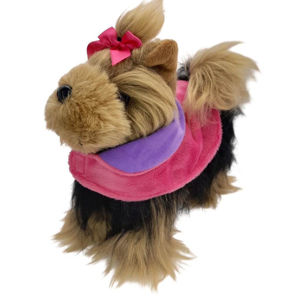 Yorkshire Terrier Yorkie Plush Stuffed Animal Dog with Pink Bow and Vest